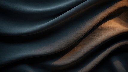 Fototapeta premium Dark fabric with rippling texture and warm color accents