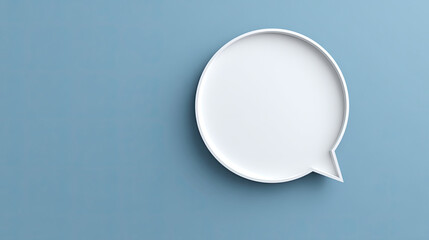 White speech bubble on blue background with soft shadow