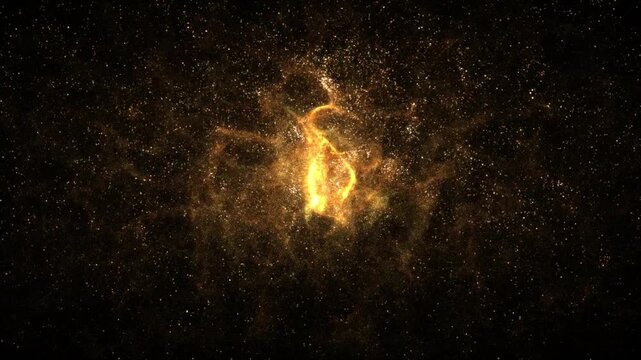 on center gold particles from flower flow dust Transparent background. Seamless loop