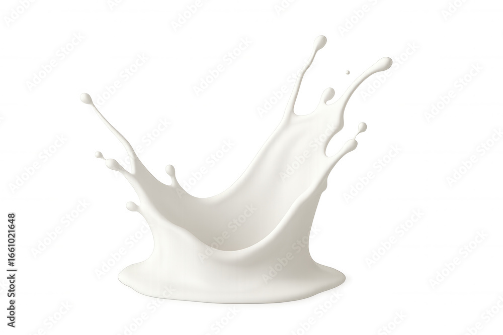 Poster milk cascading, creating elegant crown-like splash pattern, revealing pristine white liquid dynamics