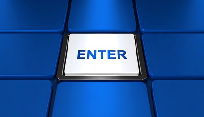 Digital enter button on a blue keypad