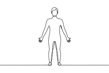 Minimalist line art of a standing human figure