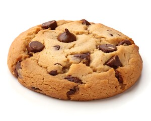 Delicious homemade chocolate chip cookie recipe for baking dessert and snack time treat for everyone on white background.