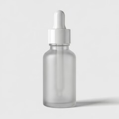 Elegant frosted glass dropper bottle mockup for skincare product packaging design and branding