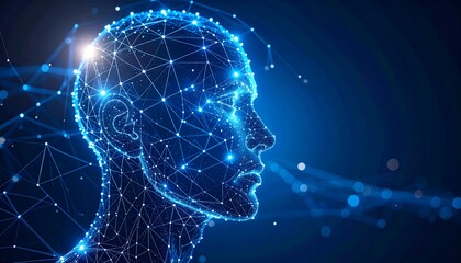 Digital human head,  abstract, glowing