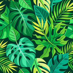 seamless pattern with green leaves