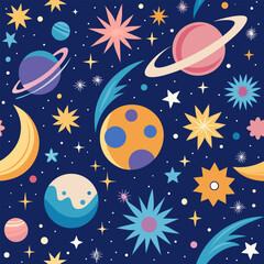 seamless pattern with stars and moon
