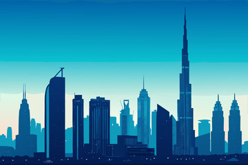 Dynamic Minimalist City Skyline With Tall Towers Bold Nav Premium Digital Asset