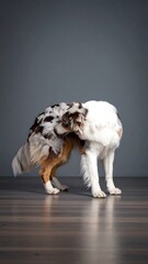 Dog scratching its fur