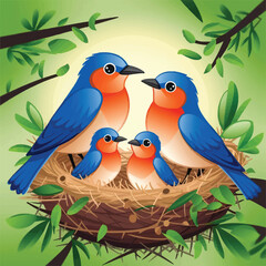 Stylized bird illustration with vibrant colors and clean lines