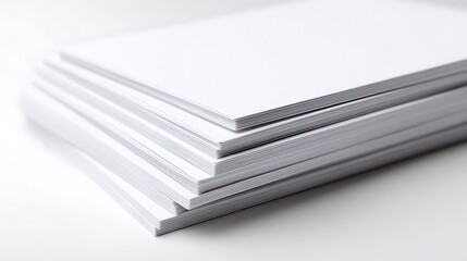 Stack of Crisp White Paper Sheets CloseUp Macro View for Printing and Design