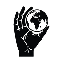 earth globe  silhouette outline logo design concept illustration 