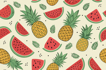 Beautiful Seamless Summer Fruit With Bold Watermelon Premium Digital Asset