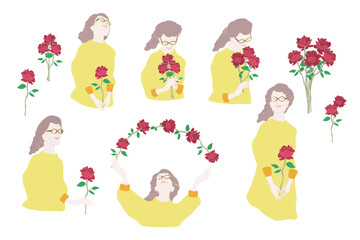 バラの花とマダム