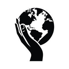 earth globe  silhouette outline logo design concept illustration 