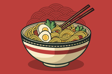 Restaurant banner with a delicious bowl of ramen.