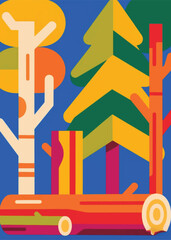 Obraz premium geometric modern big tree Illustrator Artwork design template poster