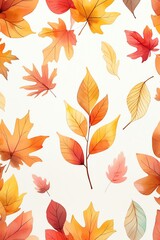 Obraz premium Autumn Watercolor Leaves Background