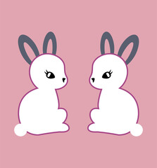 Easter bunny with colorful eggs in a cute cartoon illustration