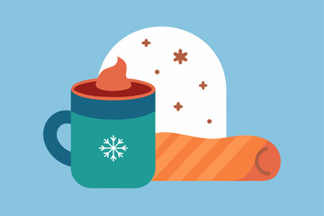 Cozy Winter Lifestyle with Knitted Blanket and Cocoa