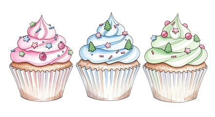 Deliciously Decorated Cupcakes With Swirls of Creamy Frosting and Festive Sprinkles for Any Sweet Occasion