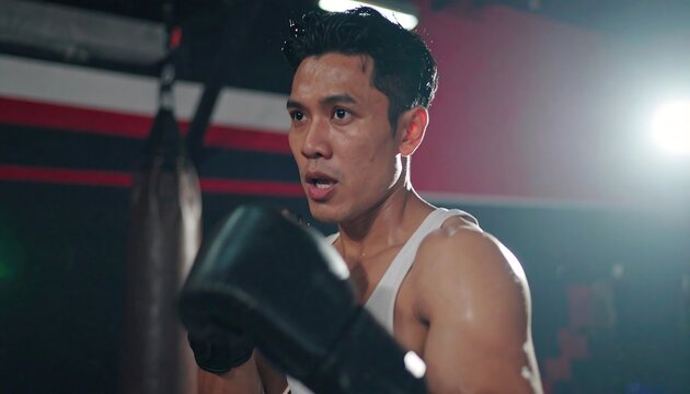 Focused boxer in gym