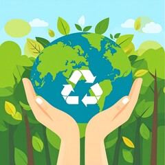 Earth protected by hands in nature