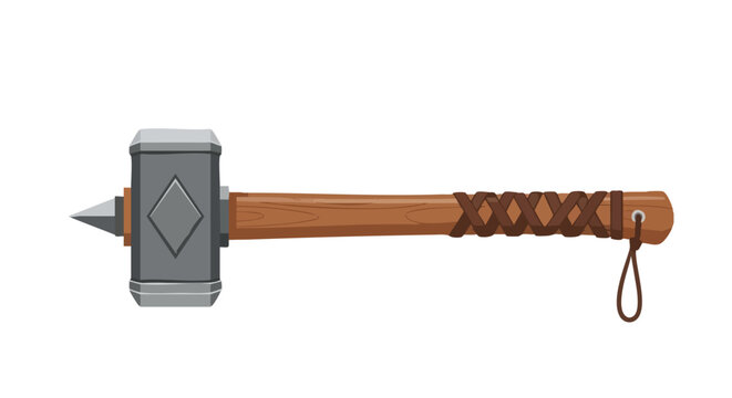Illustration of a warhammer with a menacing spike and a textured grip offering a powerful visual narrative