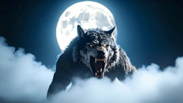 Werewolf illustration night moon