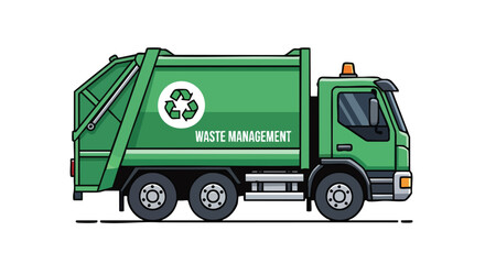 Digital rendering of a green waste collection vehicle emphasizing environmental responsibility and municipal services with distinct design elements