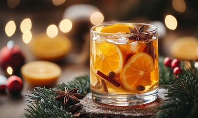 Cozy drink surrounded by Christmas elements and festive decorations, creating a warm, inviting atmosphere perfect for the holiday season. This festive image evokes the comfort, Generative AI