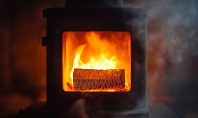 Heating season air pollution from residential burning of wood, coal, or fossil fuels, contributing to smog and environmental issues in urban areas, Generative AI
