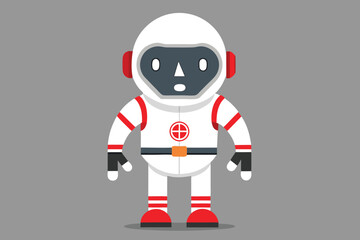 Cartoon astronaut standing on gray background space
