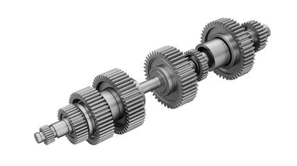 Fototapeta premium Gear assembly isolated on transparent background, a complex mechanical system with interlocking cogwheels for efficient power transmission and rotation