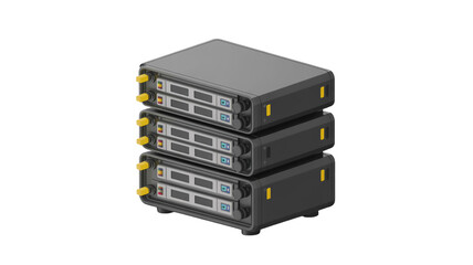Stack of server units isolated on transparent background for data processing and network management in a modern it infrastructure setup
