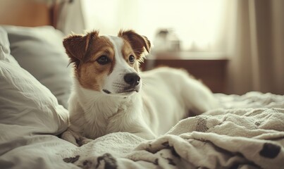 Loyal dog by a hospital bed offering emotional and men, Generative AI