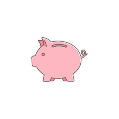 Simple pink piggy bank illustration against a white background.