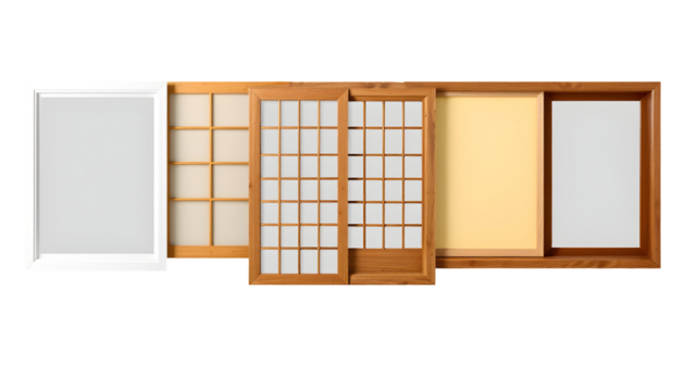 Japanese sliding doors and windows in a row