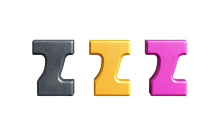 3D Rendered Letters Bold and Colorful Alphabet Characters