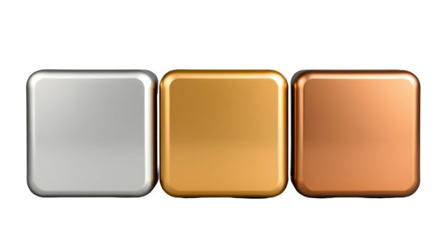 Square Awards Silver Gold and Bronze Medals