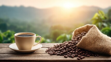 Sunrise Coffee Aromatic Beans Cup Mountain View