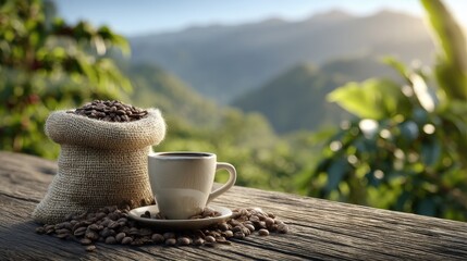 Aromatic Coffee Beans Morning Cup Mountain View