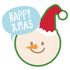 Snowman wearing hat for Christmas decoration, winter festive season, card print, December element, gift wrap, packaging, cartoon character, comic, sticker, campaign badge, expression, text, message