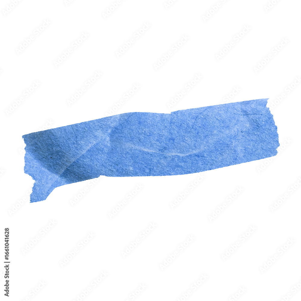 Poster Straight Blue Paper Tape Segment on Transparent Surface for Mockups and Design Overlays, Ideal for Adding Texture and Realism to Digital Projects
