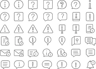 Fototapeta premium Information and warning icons set outline information icon