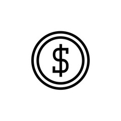 A simple line art illustration of a dollar coin.