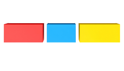 Three 3D Rectangular Blocks Red Blue and Yellow