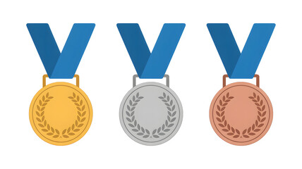 Awarding gold silver bronze medals for champions and winners celebrating achievement