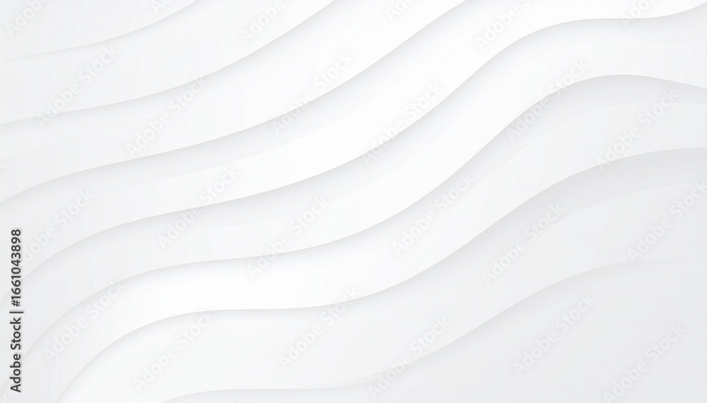 Poster abstract white wave-like background with soft shadows and subtle gradients, creating a minimalist de