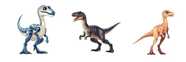 Naklejka premium Set of Dinosaur Illustration Isolated on Transparent Background. PNG